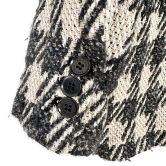 Anine Bing Diana Houndstooth Plaid Black Tan Double Breasted Blazer Size XL - Picture 10 of 14